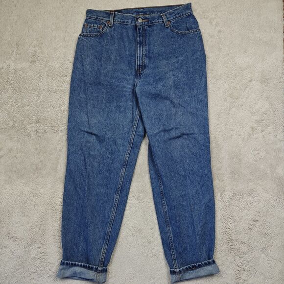 Levi's 550 Relaxed Fit Tapered Leg Jeans Size M 16 Reg 35x30 Blue High Waist - Picture 1 of 12